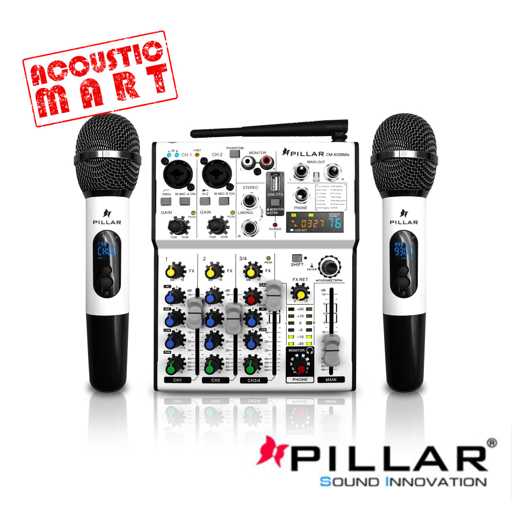 컴소닉 PILLAR CM-A590MIX 오디오믹서 오디오 믹서 (무선마이크2개 포함)